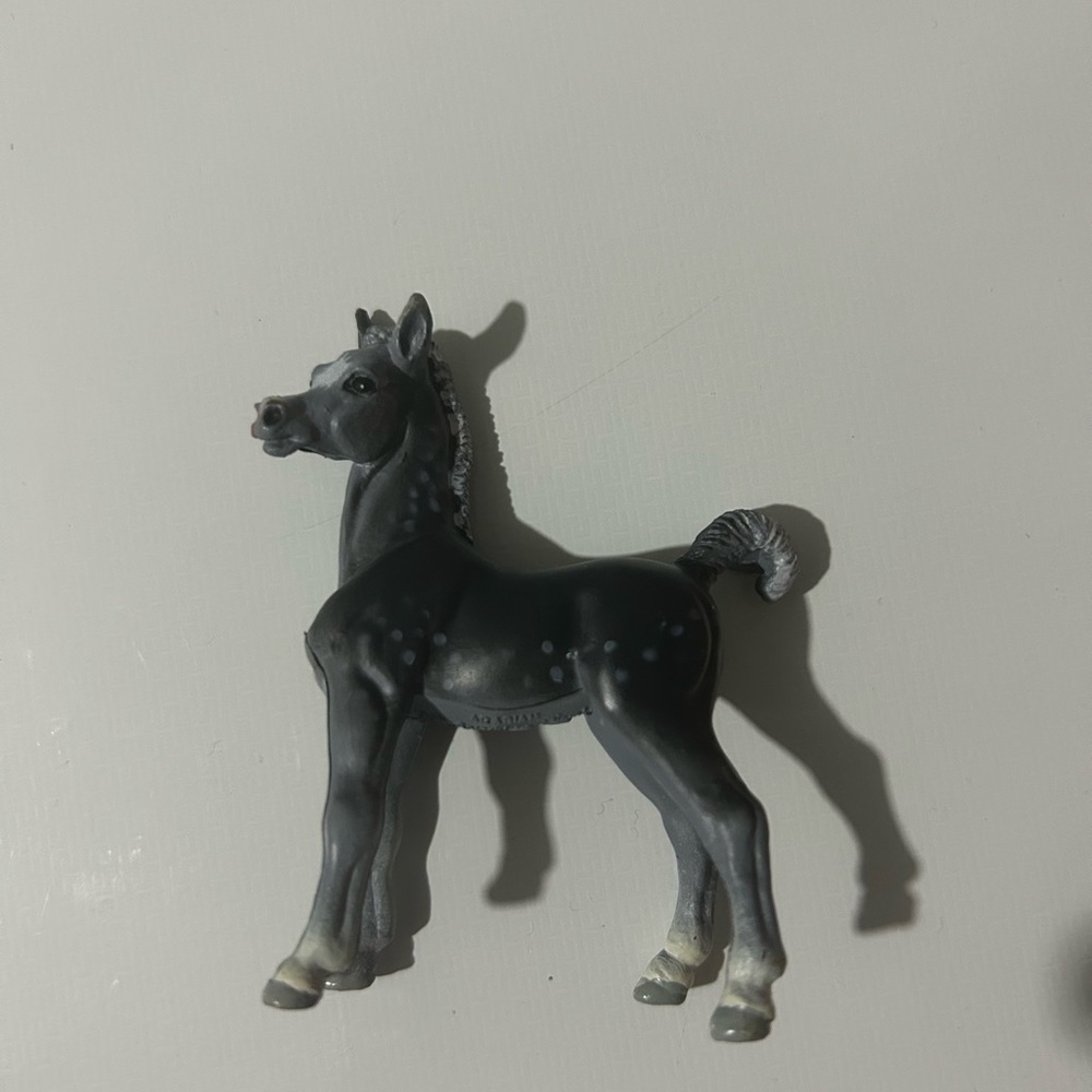 Vintage 90s Safari Ltd Arabian Dapple Grey Foal Animal Figure Gray Horse Baby